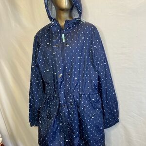 Charter Club Blue Raincoat with Polka Dot Design